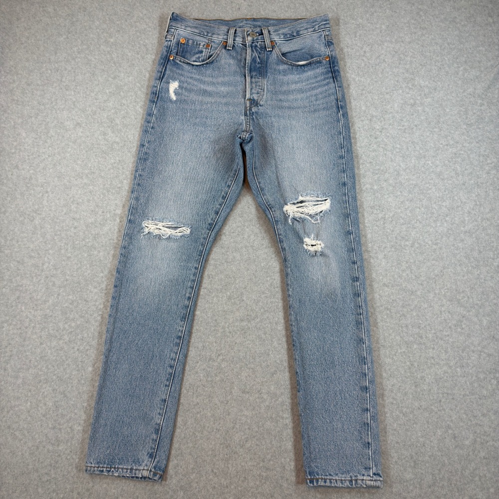 Levi's 501 Original Jeans Womens 26x28 Light Wash Distressed Straight Leg